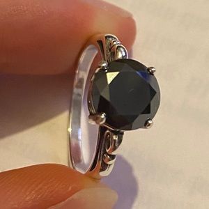 2.13cts Natural Black Diamond Sterling Silver Ring